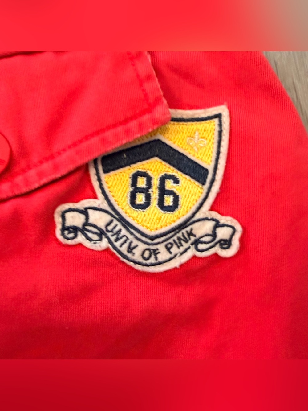 VTG 2007 Victoria’s Secret PINK Y2K University Campus Chino Shorts Red Size 10 - Picture 8 of 10